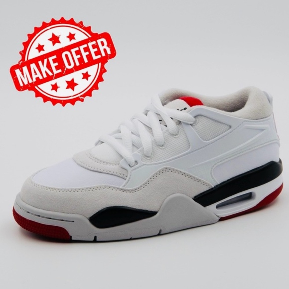 JORDAN 4 RM White Fire Red  Sz 4.5Y / 6W